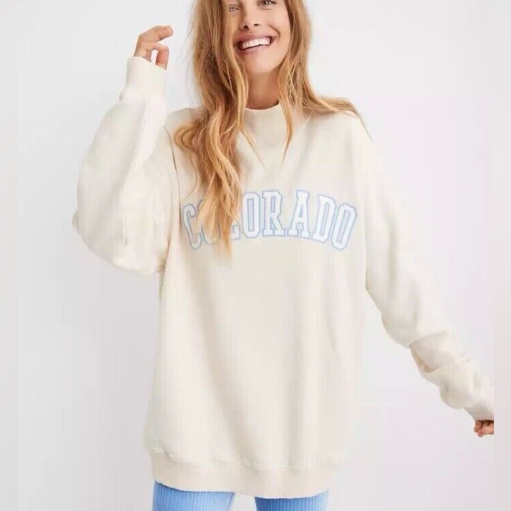 Aerie | Colorado Graphic Crew / Mock Neck oversized Sweater with Pockets